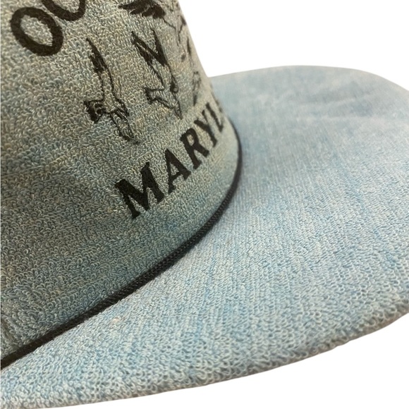Ocean City Maryland Terry Cloth Blue Trucker Hat Vintage 80s Travel Retro - Picture 6 of 8